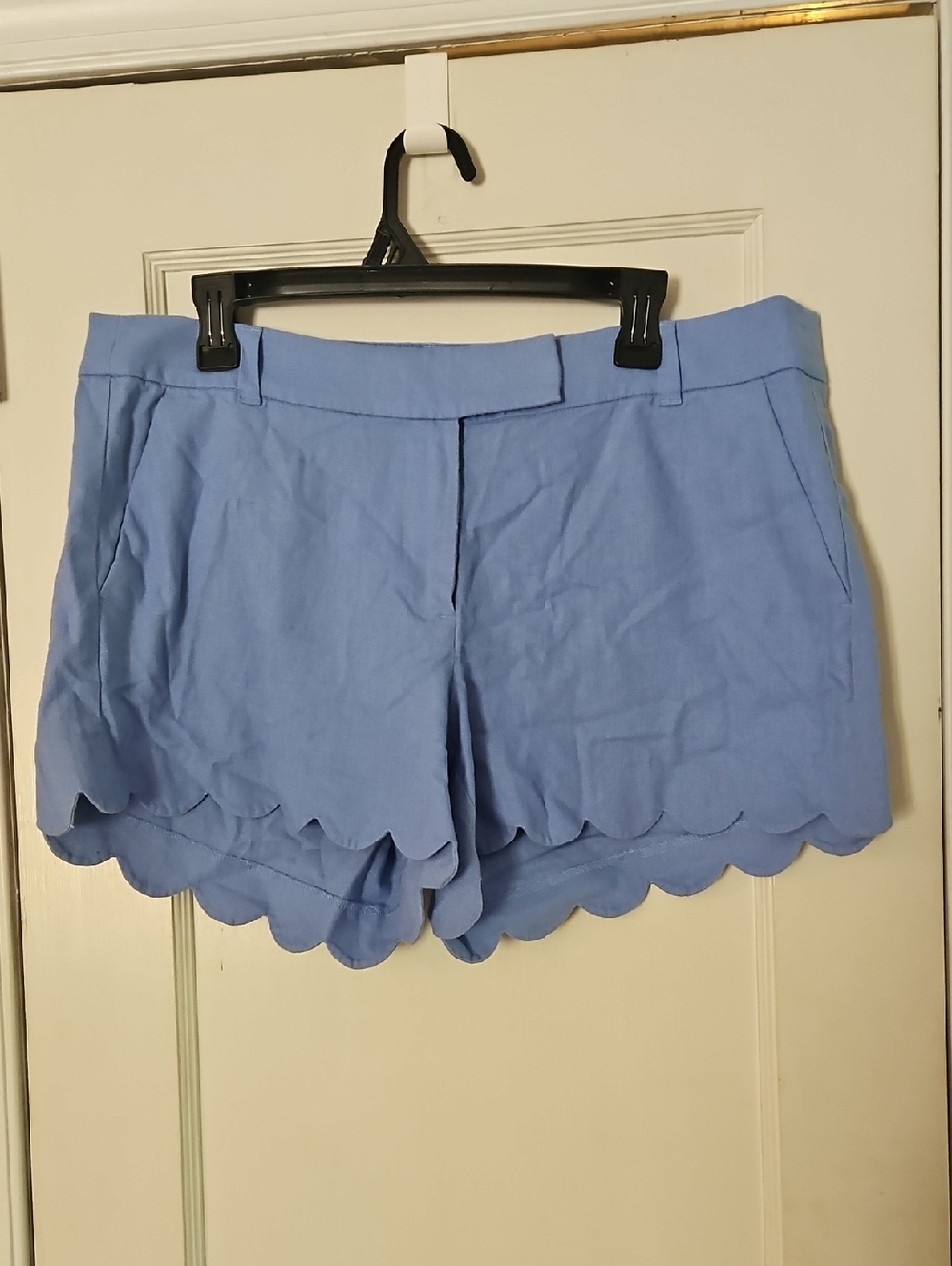 J. Crew Light Blue Scalloped Hem Cotton/Linen Blend Shorts (NWT)